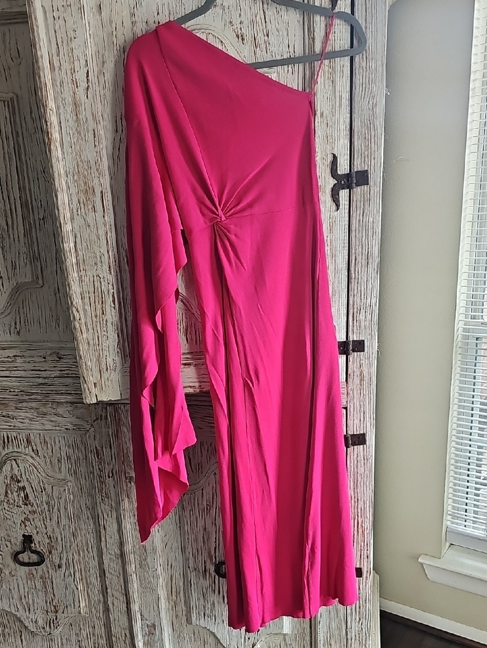 NWT Zara Fuchsia Twist Detail Dress/One Shoulder - Size M